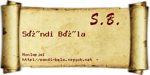 Sándi Béla névjegykártya