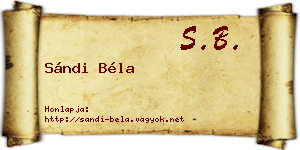 Sándi Béla névjegykártya